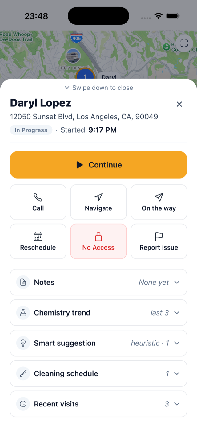 Stop detail screen